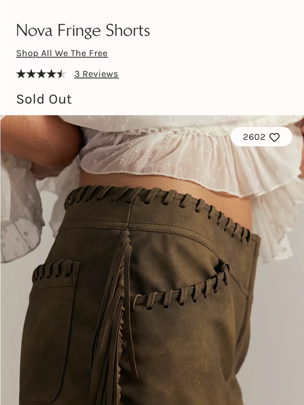 Free People Tan High-Waist Fringe Suede-Look Shorts - Picture 6 of 6